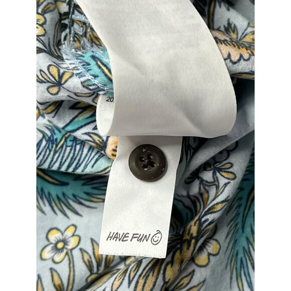 Hurley Hawaiian Shirt Mens Large Palm Tree Floral Aloha Surf Beach Button Up - Picture 9 of 11